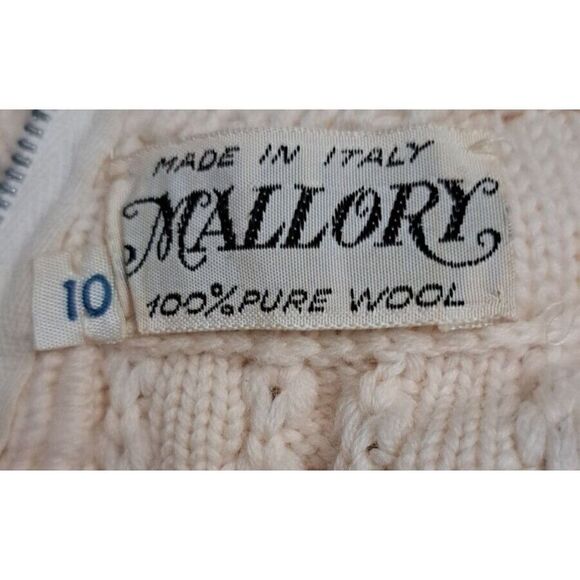 Mallory Dress Size Small Ivory 1960's Sweater‎ Italian Knit 100% Wool Vintage - Picture 13 of 13